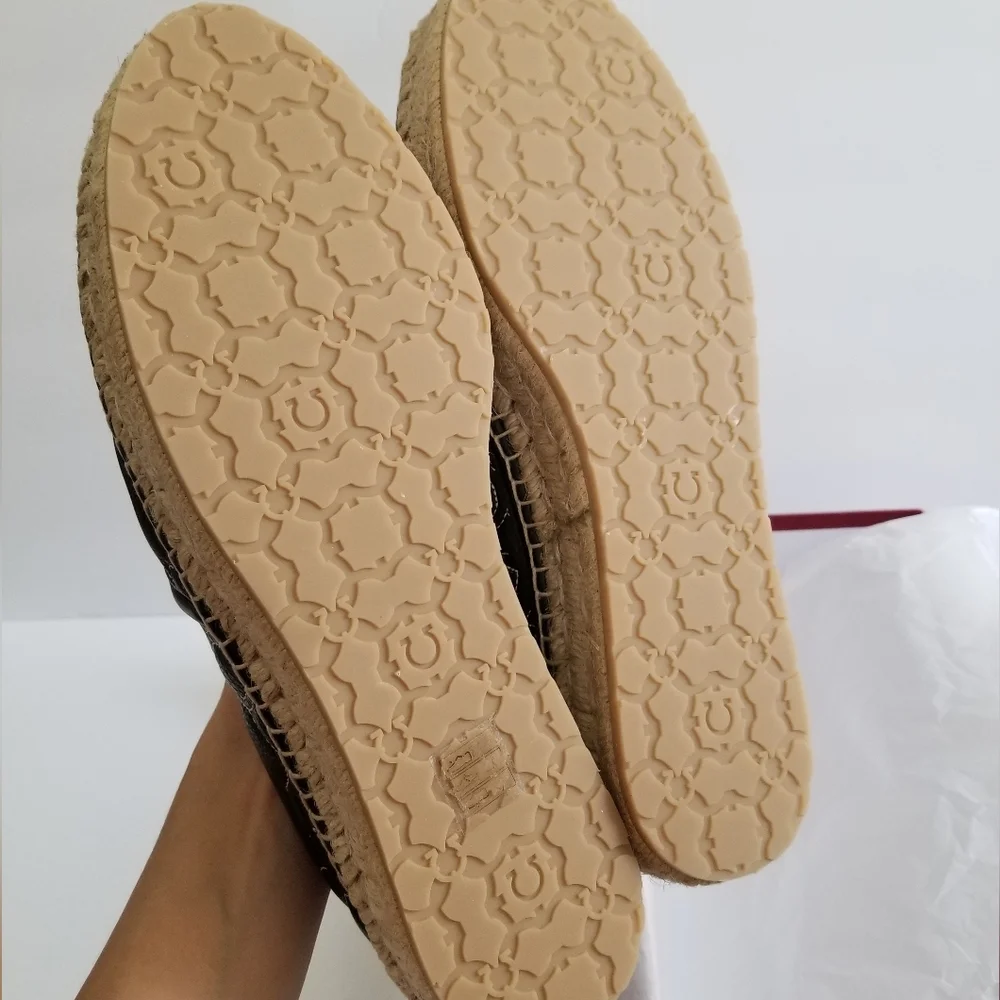 Salvatore Ferragamo Logo Embroidered Leather Platform Espadrilles Size 1… - Picture 5 of 6